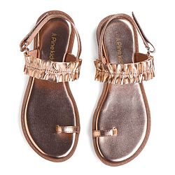 Pine Kids Velcro Closure Sandals With Glossy Finish - Rose Gold