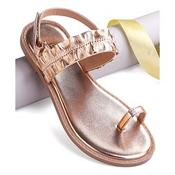 Pine Kids Velcro Closure Sandals With Glossy Finish - Rose Gold