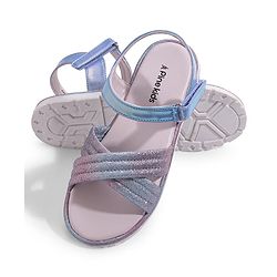 Pine Kids Velcro Closer Sandals with Glitter Detailing - Light Blue