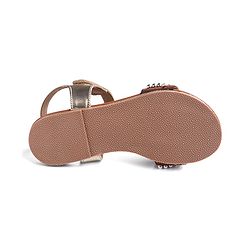 Pine Kids Velcro Closure Sandals With Lace & Beads Design - Golden