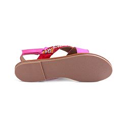 Pine Kids Velcro Closure Sandals with Beads Design - Fuchsia