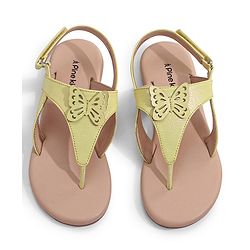 Pine Kids Sandals with Velcro Closure & Butterfly Applique - Yellow