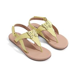 Pine Kids Sandals with Velcro Closure & Butterfly Applique - Yellow