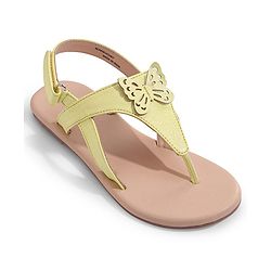 Pine Kids Sandals with Velcro Closure & Butterfly Applique - Yellow