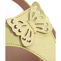 Pine Kids Sandals with Velcro Closure & Butterfly Applique - Yellow