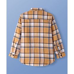 Pine Kids Cotton Woven Full Sleeves  Checked Shirt with Text Print T-Shirt-  Yellow