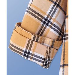 Pine Kids Cotton Woven Full Sleeves  Checked Shirt with Text Print T-Shirt-  Yellow