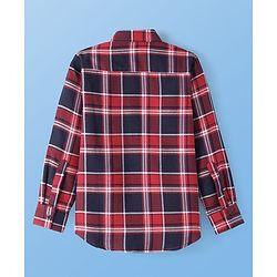 Pine Kids Cotton Woven Full Sleeves Checked Shirt with Text Print T-Shirt- Red