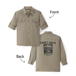 Pine Kids Cotton Woven Full Sleeves Solid Color Shirt - Tan