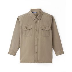 Pine Kids Cotton Woven Full Sleeves Solid Color Shirt - Tan