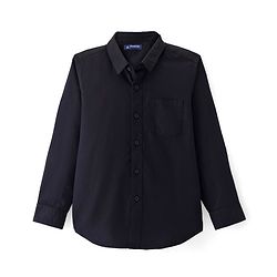 Pine Kids Cotton Woven Full Sleeves Solid Shirt with Inner Tank T-Shirt- Black