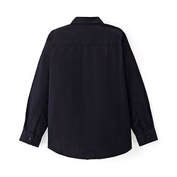 Pine Kids Cotton Woven Full Sleeves Solid Shirt with Inner Tank T-Shirt- Black