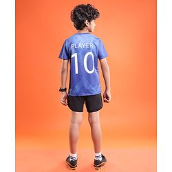 Pine Active Knitted Half Sleeves T-shirt With Football Logo - Blue