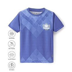 Pine Active Knitted Half Sleeves T-shirt With Football Logo - Blue