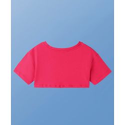 Pine Kids Cotton Knit Floral Printed Frock With Half Sleeves Solid Colour Shrug - Dark Pink