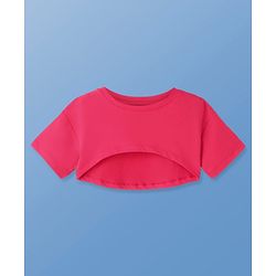 Pine Kids Cotton Knit Floral Printed Frock With Half Sleeves Solid Colour Shrug - Dark Pink