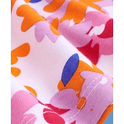 Pine Kids Cotton Knit Floral Printed Frock With Half Sleeves Solid Colour Shrug - Dark Pink