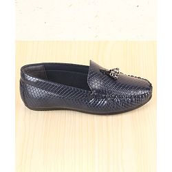 Pine Kids Slip On Loafers with Checkered Design & Appliques - Navy Blue