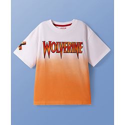 Pine Kids Marvel Terry Knit Drop Shoulder Oversized T-Shirt With Front & Back Wolverine Graphic & Ombre Effect - Orange