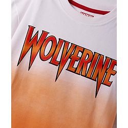 Pine Kids Marvel Terry Knit Drop Shoulder Oversized T-Shirt With Front & Back Wolverine Graphic & Ombre Effect - Orange