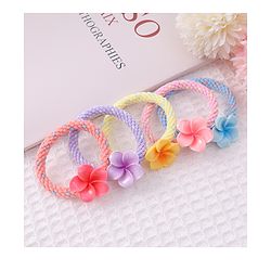 Pine Kids Flower Motifs Rubber Bands Set of 5 - Multicolor