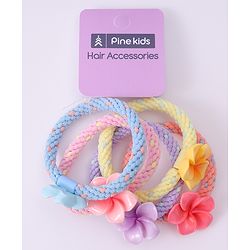 Pine Kids Flower Motifs Rubber Bands Set of 5 - Multicolor