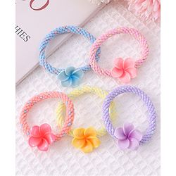 Pine Kids Flower Motifs Rubber Bands Set of 5 - Multicolor