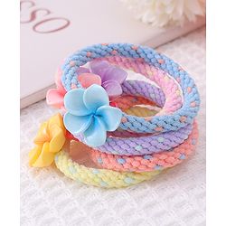 Pine Kids Flower Motifs Rubber Bands Set of 5 - Multicolor