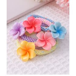 Pine Kids Flower Motifs Rubber Bands Set of 5 - Multicolor
