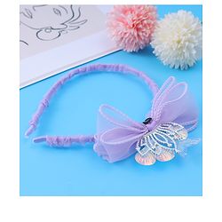 Pine Kids Bow & Fish Tail Hair Bands - Purple