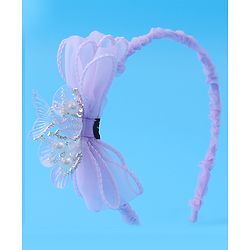 Pine Kids Bow & Fish Tail Hair Bands - Purple