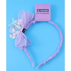 Pine Kids Bow & Fish Tail Hair Bands - Purple