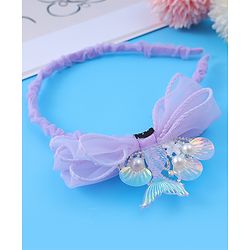 Pine Kids Bow & Fish Tail Hair Bands - Purple