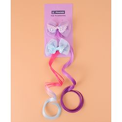 Pine Kids Bow Hair Extensions - Purple and Blue
