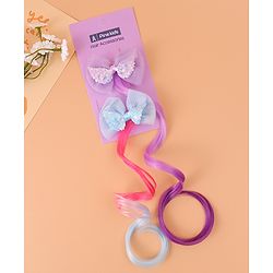 Pine Kids Bow Hair Extensions - Purple and Blue