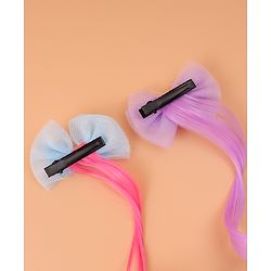 Pine Kids Bow Hair Extensions - Purple and Blue