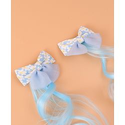 Pine Kids Bow Hair Extensions - Blue