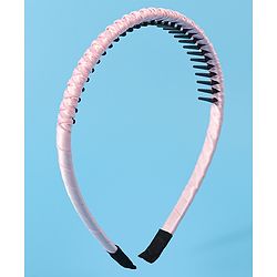 Pine Kids Set of Solid Satin Hair Bands Pack of 2 - Blue & Pink