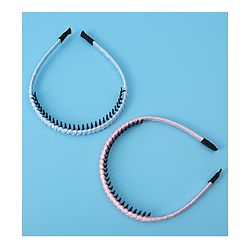 Pine Kids Set of Solid Satin Hair Bands Pack of 2 - Blue & Pink