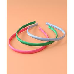 Pine Kids Set of Solid Hair Bands  Pack of 3 - Pink Green & Blue