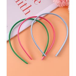 Pine Kids Set of Solid Hair Bands  Pack of 3 - Pink Green & Blue