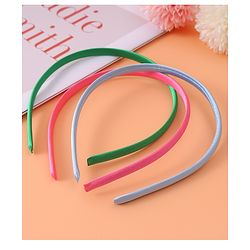 Pine Kids Set of Solid Hair Bands  Pack of 3 - Pink Green & Blue