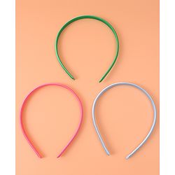Pine Kids Set of Solid Hair Bands  Pack of 3 - Pink Green & Blue