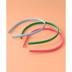 Pine Kids Set of Solid Hair Bands  Pack of 3 - Pink Green & Blue
