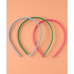 Pine Kids Set of Solid Hair Bands  Pack of 3 - Pink Green & Blue