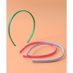 Pine Kids Set of Solid Hair Bands  Pack of 3 - Pink Green & Blue