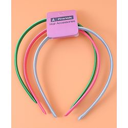 Pine Kids Set of Solid Hair Bands  Pack of 3 - Pink Green & Blue