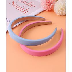 Pine Kids Set of Solid Hair Bands Pack of 2 - Pink & Light Blue