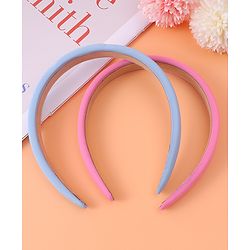 Pine Kids Set of Solid Hair Bands Pack of 2 - Pink & Light Blue