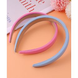Pine Kids Set of Solid Hair Bands Pack of 2 - Pink & Light Blue